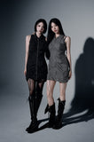 Shirring Zip Sleeveless Dress