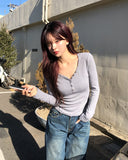 Premier Button V-Neck Long Sleeve