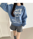 High Quality Cat Embroidery Thick Shibori Long Sleeve Knit