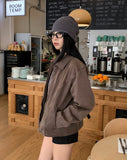 Dirt incision dyeing semi crop jacket