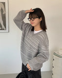 [unisex] Rush bokashi stripe V-neck knit