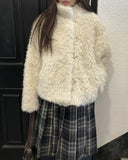 Lour High Neck Vintage Fur Jacket