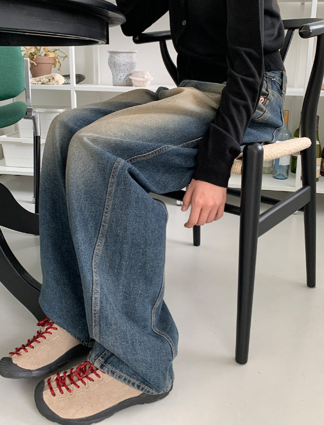 【BAON】Felint Washing Incision Balloon Denim Pants BAON (バオン) - フェリントウォッシングラインバルーンデニム