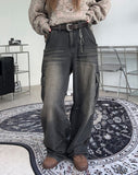Leiden Pintuck Cargo Denim Pants