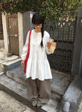 Rohigh Pintuck Shirring Layered Blouse One Piece