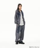 WASHED CUT OFF APPLIQUE SWEAT PANT