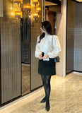 Elle Sequins Silk Satin Tie Blouse