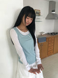 [MADE] Colin Diagonal Button Sleeveless See-Through Layered T-Shirt