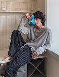 Summer Linen Stripe Banding Pants