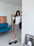 Oa Tie Set Pocket Collar Short Sleeve Shirt