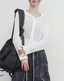 Bonhe See-Through Knit Hooded Zip-Up