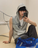 Seventh Lettering Hooded Zip-Up Vest