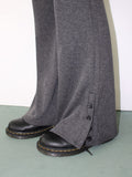 RIBBED BUTTON BOOTCUT PANTS