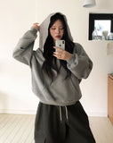 Mio Drape Hood Off-Shoulder Sweatshirt