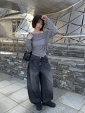 Sone Vintage Washing Wide Denim Pants