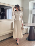 Devella Pleat Banding Long Skirt