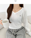 Colorful Pendant Point V-Neck Long Sleeve Knit