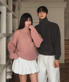 Basic Over Fit High-Neck Half Zip-Up Knit