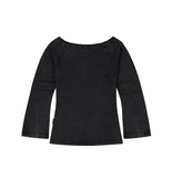 WASHED CUT OUT PRESENT OFF SHOULDER TEE