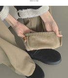 Winter Brushed Thick Cut Banding Wide Cotton Pants
