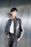 [Real Leather] Washed Lambskin Biker Jacket