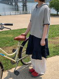 [BAONHAUS] Kolbakeu Stripe Color Matching Hood Short Sleeve Tee