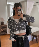 More Than Star Color Matching Two-Way Crop Hood Zip-Up