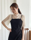 Elvi See-through Layered Half-Neck Blouse