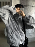 Vertical Two-Way Ribbed Fleece Jacket
