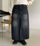 Courony Washing Denim Long Skirt