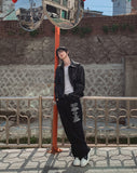 Aubert Lettering Wide Denim Pants