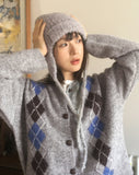 [Wool20] Necker Vintage Diamond Argyle Knit Cardigan