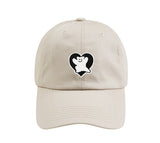 Bear Black Heart Embroidery Ball Cap