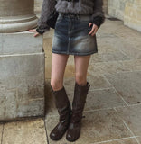 Lao washing denim mini skirt
