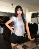 Delre Sheer Wrinkle Blouse