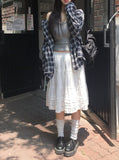 [MADE] Riche Over Boxy Check Long Sleeve Wrinkle Shirt
