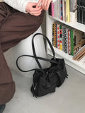 washing pocket side zipper shoulder bag