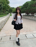 Dosi Ribbon Lace Slim Cardigan T-Shirt