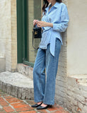 Demore Wrap Collar Shirt Blouse