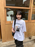 Netiku Cat Printed Over Short Sleeve Tee