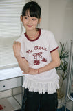 Cherry Cats CROP Ringer Tee