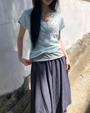 Badin Check Banding Midi Skirt