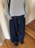 [unisex] Kidu Pintuck Raw Denim Wide Pants