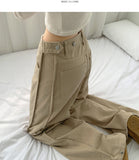 Hem Snap Cut Pin Tuck Adjust Wide Balloon Cotton Pants