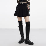 Pointo corduroy belt skirt