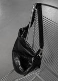 Half-moon Chrome Buckle Leather Hobo Bag