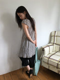 Use Check Puff Shirring Layered One Piece