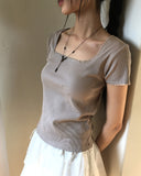 [MADE] Etro Lace Rib Short Sleeve T-Shirt