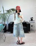 Hike Damaged Bermuda Denim