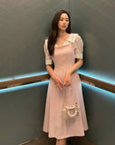Jerin Color Matching Collar Flare One Piece